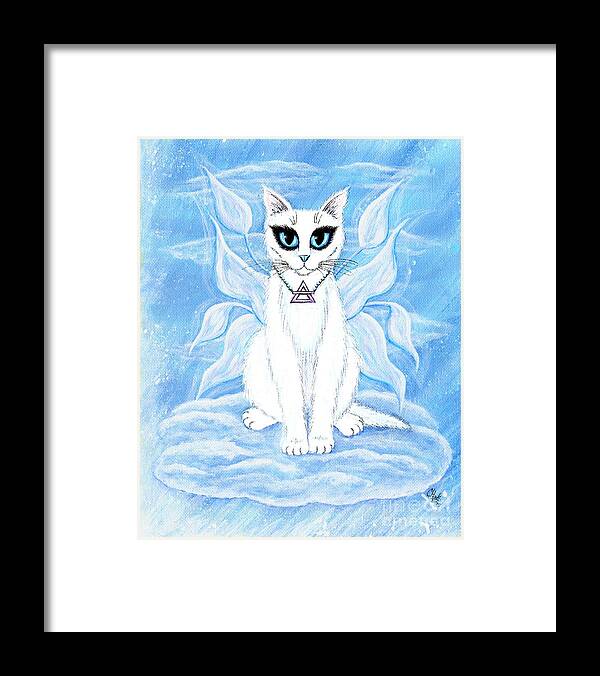 Elemental Framed Print featuring the painting Elemental Air Fairy Cat by Carrie Hawks
