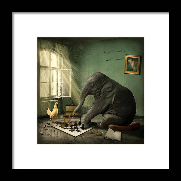 Elephant Framed Print featuring the photograph Elephant Chess by Ethiriel Photography