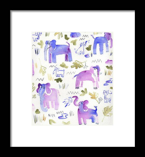 Elephant Framed Print featuring the painting Elephant Jungle by Kristy Lankford