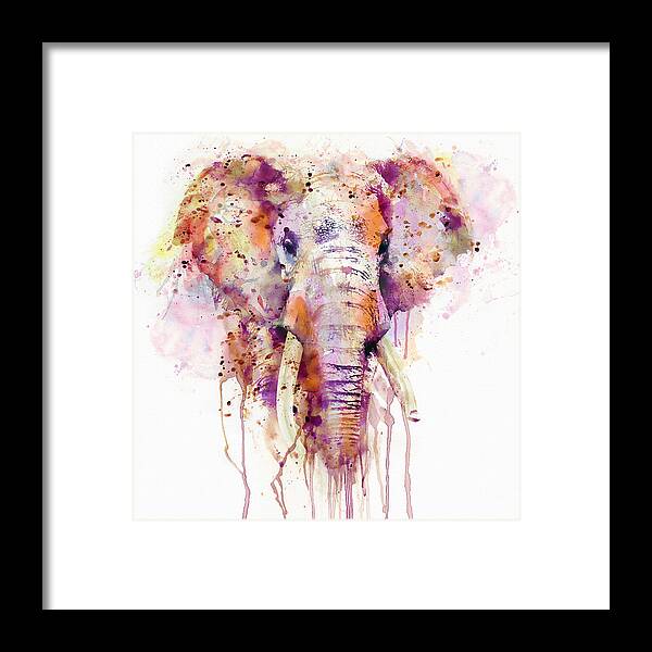 Marian Voicu Framed Print featuring the painting Watercolor Elephant by Marian Voicu