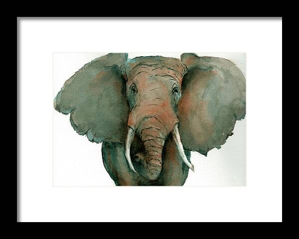 Africa Framed Print featuring the painting Elephant Up Close by Rhonda Hancock