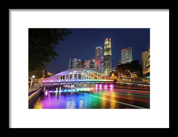 Bridge Framed Print featuring the photograph Elgin Bridge, Boat Quay, Singapore by Rick Deacon
