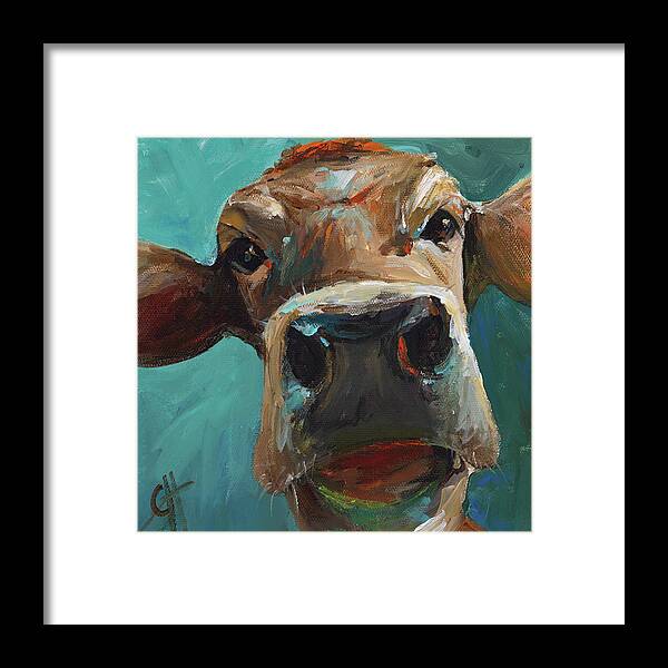 Cow Framed Print featuring the painting Elise the Cow by Cari Humphry
