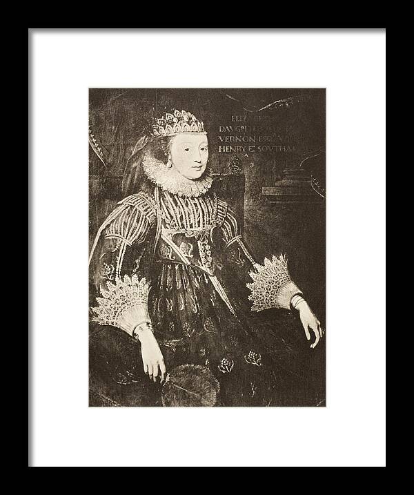 Wriothesley Framed Print featuring the drawing Elizabeth Wriothesley N by Vintage Design Pics