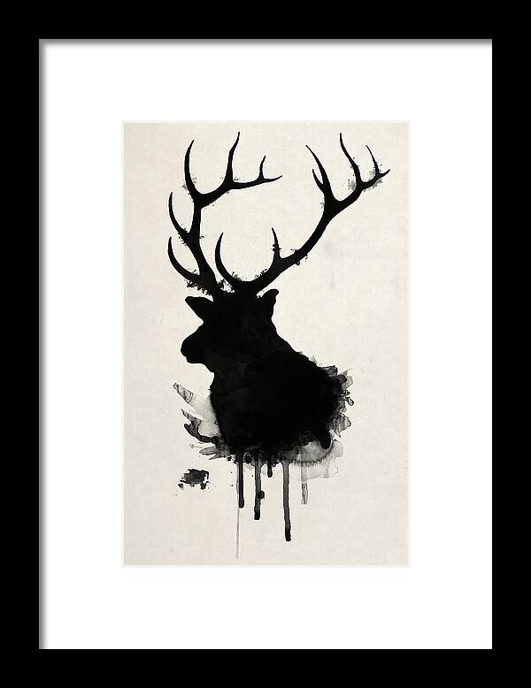 #faaAdWordsBest Framed Print featuring the drawing Elk by Nicklas Gustafsson