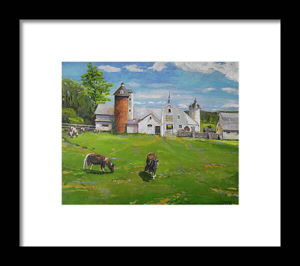 Elm Grove Framed Print featuring the painting Elm Grove Farm by Susan Esbensen