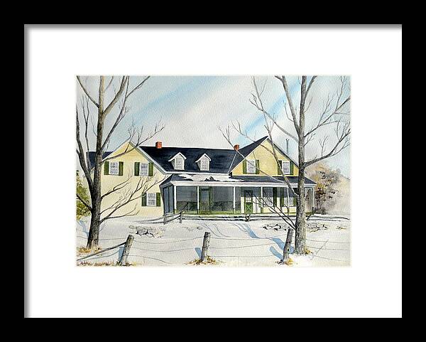 Farm House Framed Print featuring the painting Elmridge Farm House by Jackie Mueller-Jones