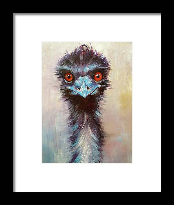 Emu Framed Print featuring the painting Elton the Emu by Arti Chauhan