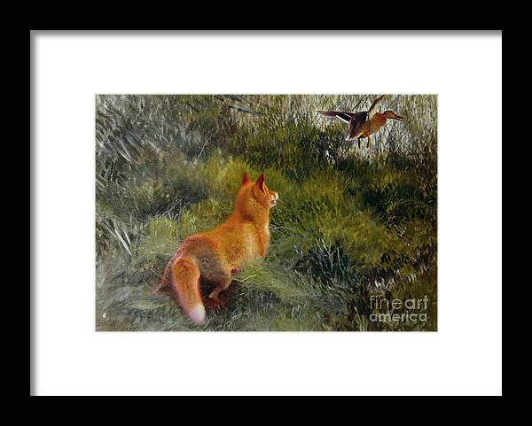 Eluding The Fox Framed Print featuring the painting Eluding the Fox by Bruno Andreas Liljefors