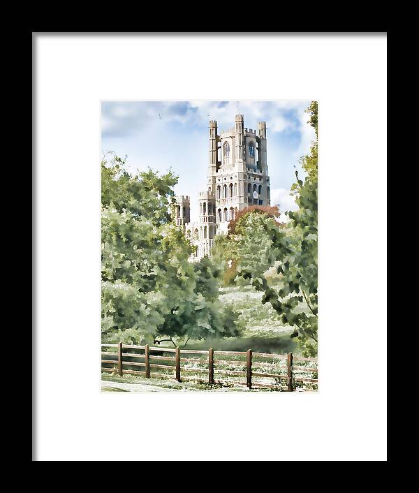 Cathedral Framed Print featuring the digital art Ely Cathedral by Ann Garrett
