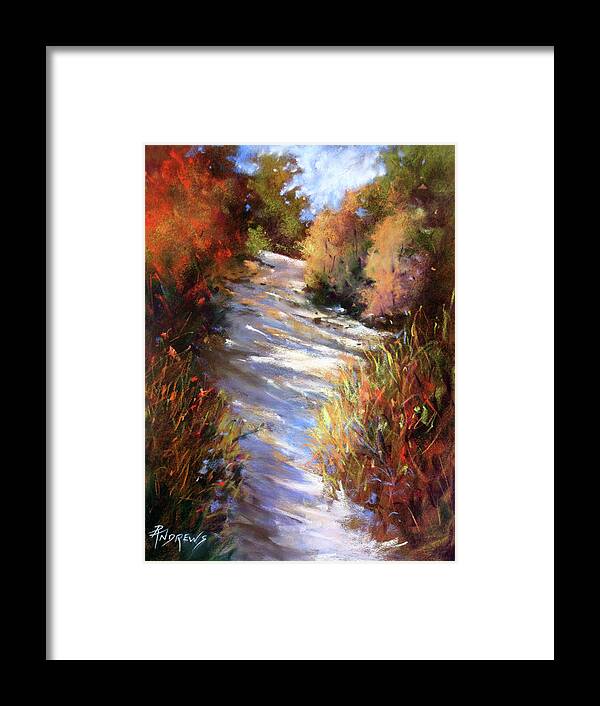 Landscape Framed Print featuring the painting Embankment and Shadows by Rae Andrews