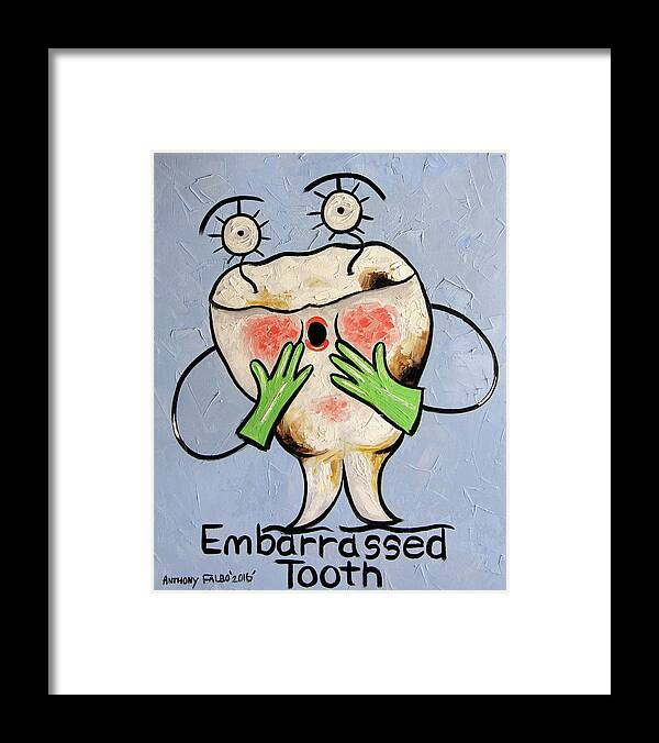 Embarrassed Tooth Framed Print featuring the painting Embarrassed Tooth by Anthony Falbo
