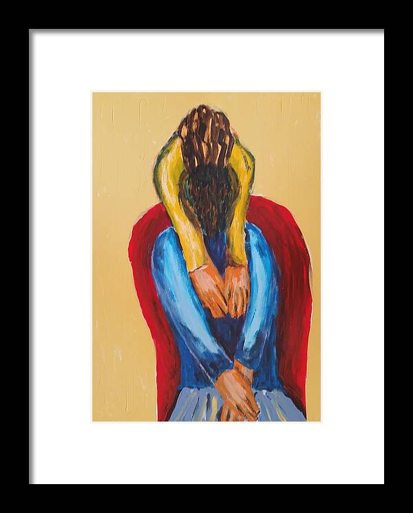 Red Framed Print featuring the painting Embrace III by Bachmors Artist