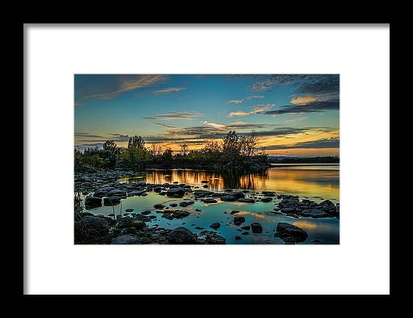 Beach Framed Print featuring the digital art Emerald Sky Reflection by Jeff S PhotoArt