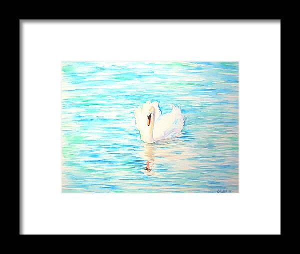 Swan Framed Print featuring the painting Emerald Swan by Elizabeth Lock