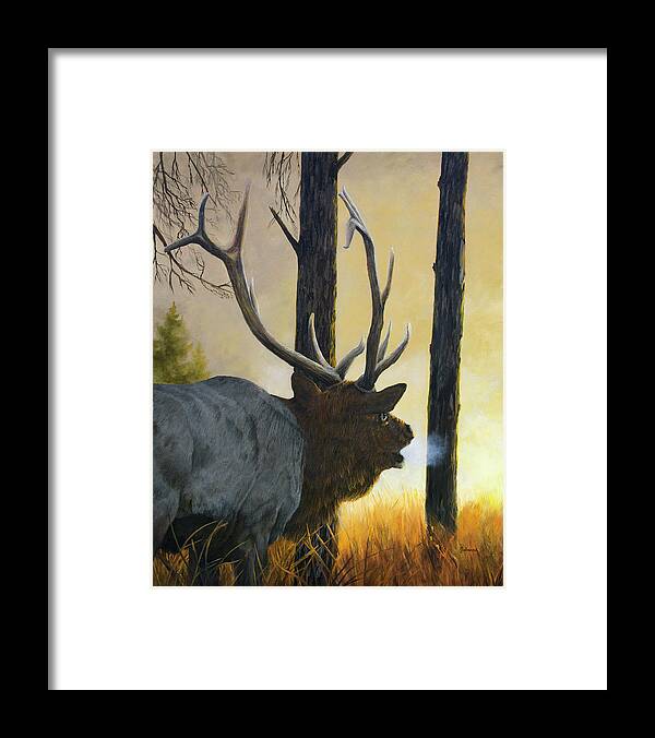Elk Framed Print featuring the painting Emerging Monarch - Elk by Johanna Lerwick