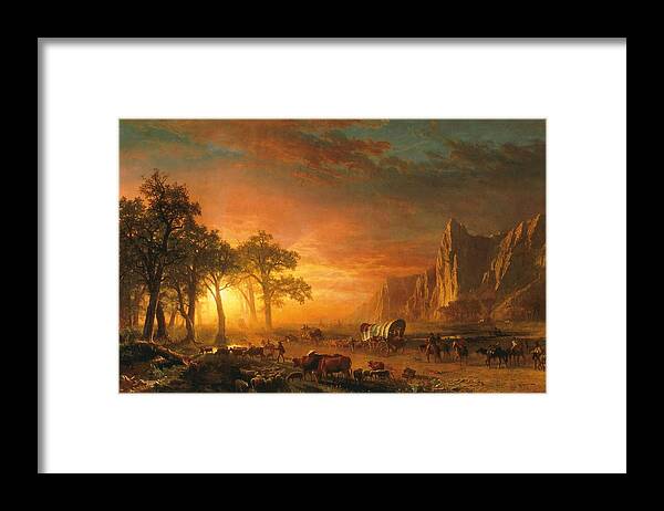 Bierstadt Framed Print featuring the painting Emigrants Crossing the Plains - 1867 by Eric Glaser