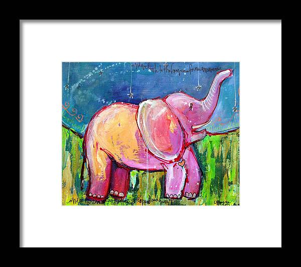 Elephant Framed Print featuring the painting Emily's Elephant 2 by Laurie Maves ART