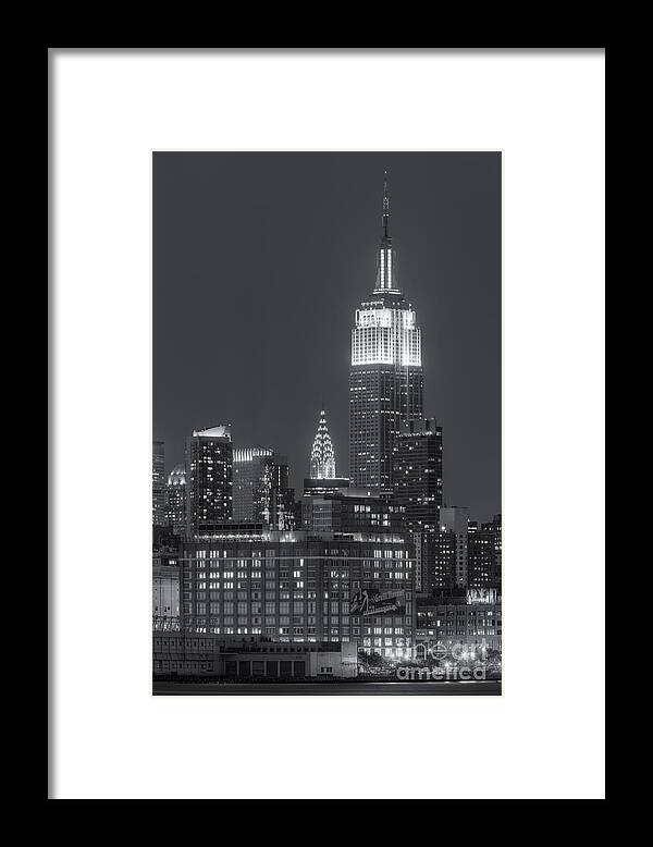 Clarence Holmes Framed Print featuring the photograph Empire State and Chrysler Buildings at Twilight II by Clarence Holmes