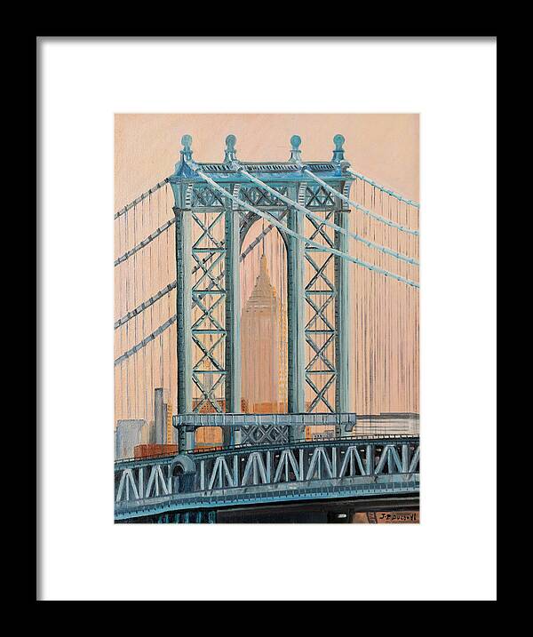 New York Framed Print featuring the painting Empire State Building by Jean-Pierre Ducondi