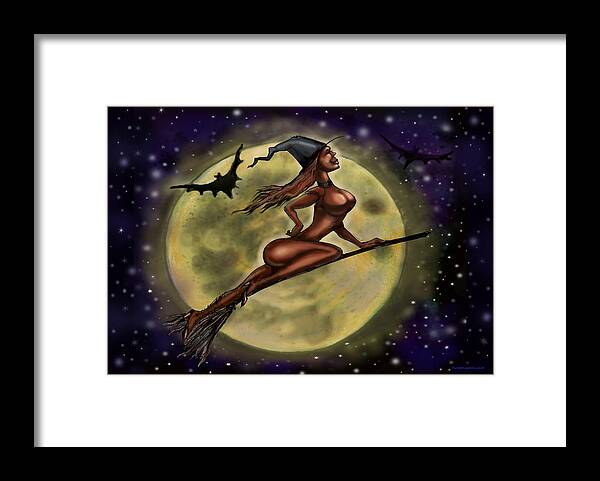 Halloween Framed Print featuring the digital art Enchanting Halloween Witch by Kevin Middleton