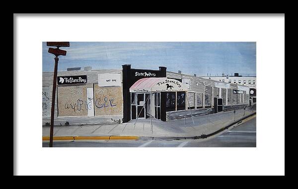 Acrylic Painting Of The Stone Pony Framed Print featuring the painting End of an Era by Patricia Arroyo