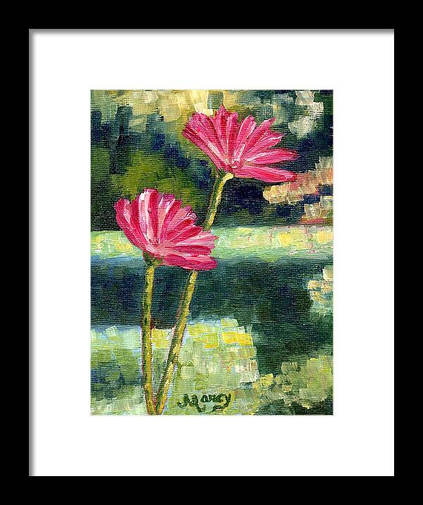 Water Lilies Framed Print featuring the painting End of Day by Marcy Brennan