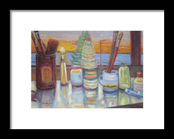 Still Life Framed Print featuring the painting End of Summer by Enrique Ojembarrena