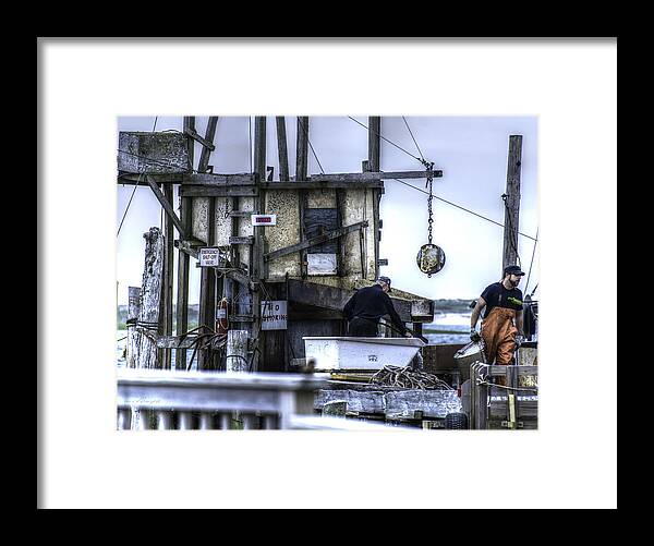 Fish Pier Framed Print featuring the photograph End Of The Dock by Mary Clough