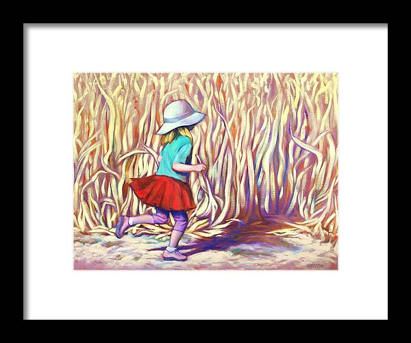 Children Framed Print featuring the painting Energy to Spare by Peggy Wrobleski