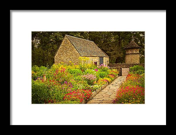 Cotswold Cottage Framed Print featuring the photograph English Flower Garden by Susan Rissi Tregoning