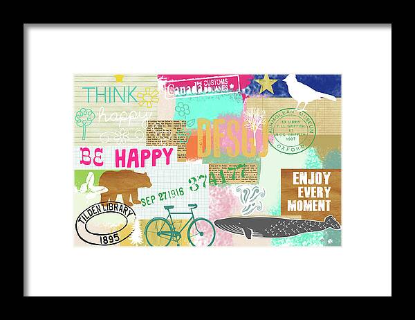 Enjoy Every Moment Framed Print featuring the mixed media Enjoy every moment collage by Claudia Schoen