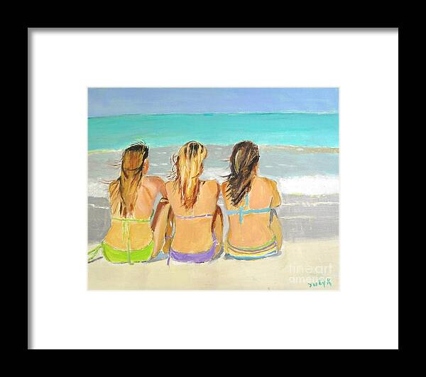 Beach Framed Print featuring the painting Enjoying the View by Judy Kay