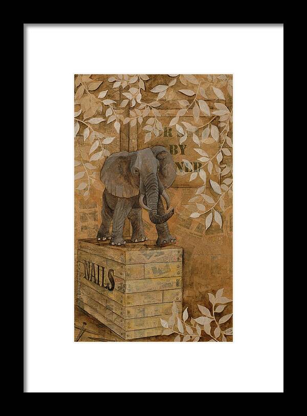 Environment Framed Print featuring the painting Enraged Elephant by Sandy Clift