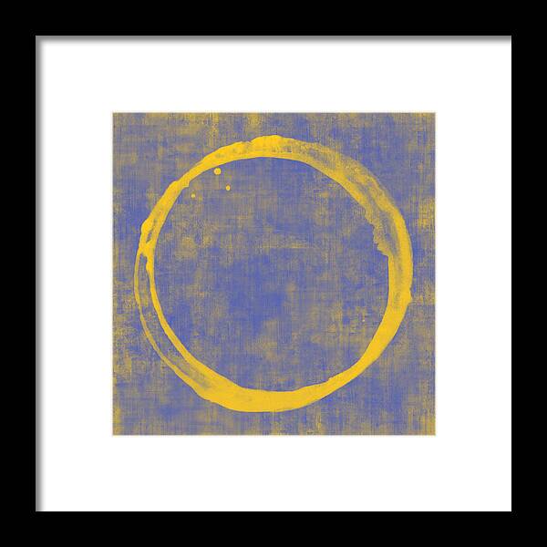 Circle Enso Blue Yellow Zen Color Abstract Art Prints Modern Art Canvas Art Print Gallery Print Fine Art Framed Print featuring the painting Enso 1 by Julie Niemela
