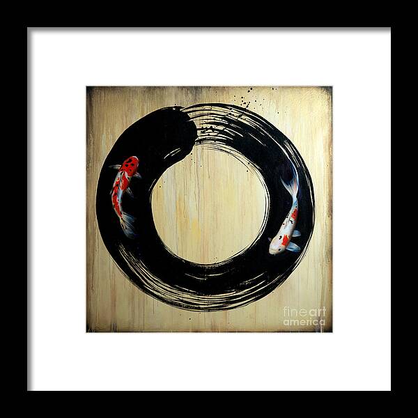 Ensō Framed Print featuring the painting Enso with Koi by Sandi Baker