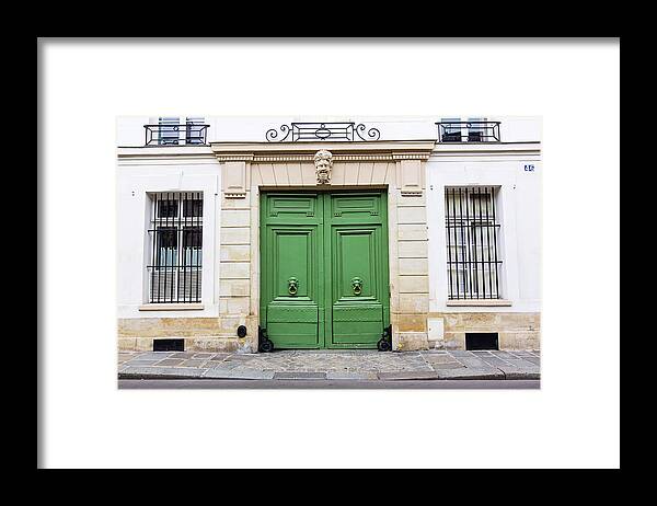 Paris Doors Framed Print featuring the photograph Envy - Green Paris Door Photography by Melanie Alexandra Price