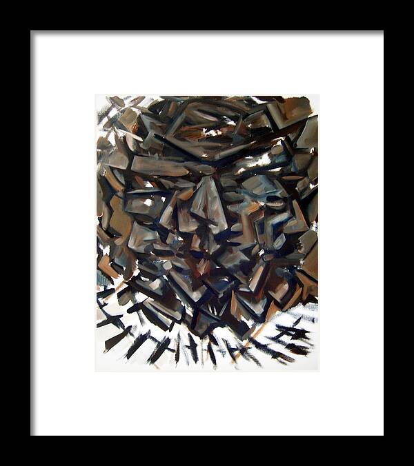 Thelonious Monk Jazz Piano Cubist Portrait Framed Print featuring the painting Epistrophy Process One by Martel Chapman