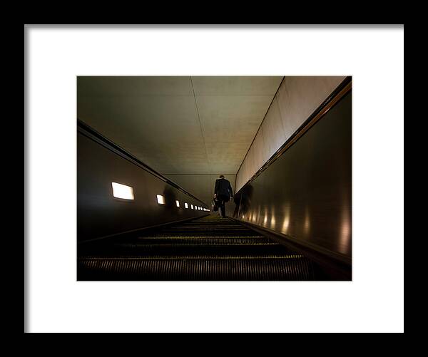Escalator Framed Print featuring the photograph Escalation by Daniel Murphy