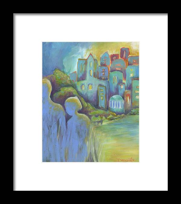 City Framed Print featuring the painting Escape by Darcy Lee Saxton