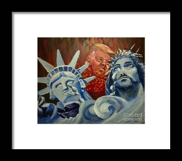 Politics Framed Print featuring the painting Escape on Tears of Love and Liberty by Saundra Johnson