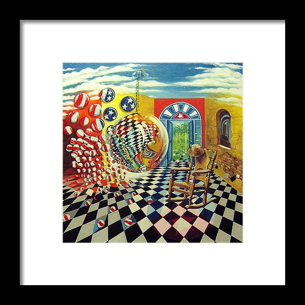 Spheres Framed Print featuring the painting Esperando ansiosamente la salida by Roger Calle
