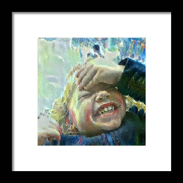 Esther Framed Print featuring the painting Esther, What is so funny? by MendyZ