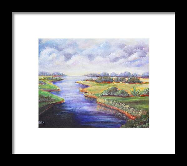 Serene Framed Print featuring the painting Estuary by Patricia Piffath