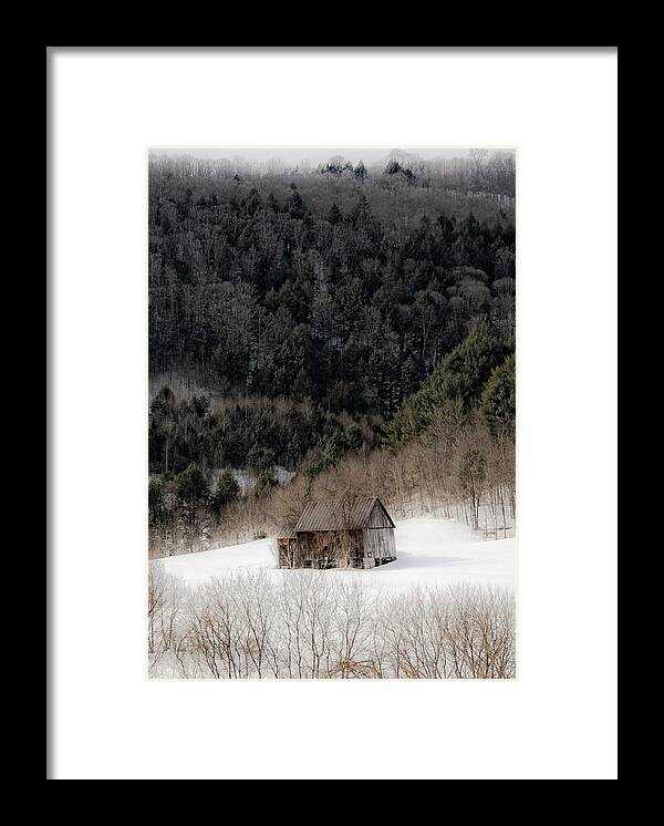 Vermont Framed Print featuring the photograph Ethereal Barn in Winter by Liz Mackney