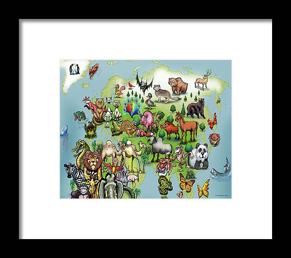 Europe Framed Print featuring the digital art Europe Asia Animals by Kevin Middleton