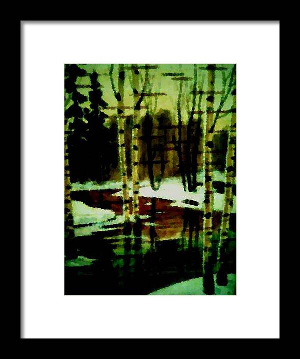 Sprig.forest.snow.water.trees.birches. Puddles.sky.reflection. Framed Print featuring the digital art European Spring by Dr Loifer Vladimir