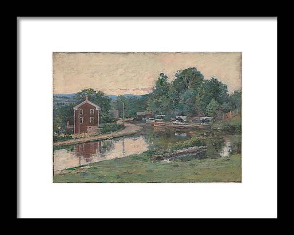 Evening At The Lock Framed Print featuring the painting Evening at the Lock by MotionAge Designs