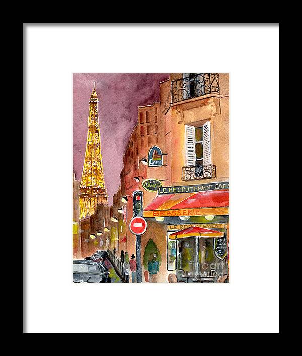 Painting Framed Print featuring the painting Evening in Paris by Sheryl Heatherly Hawkins