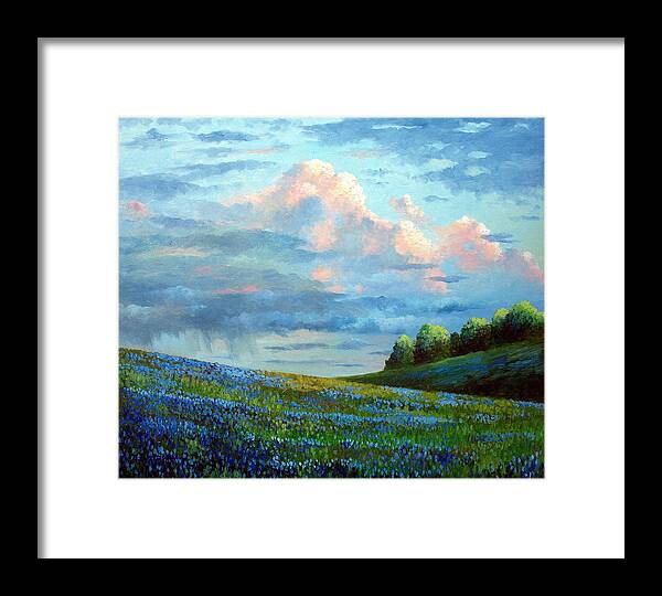Landscape Framed Print featuring the painting Evening Rain by David G Paul